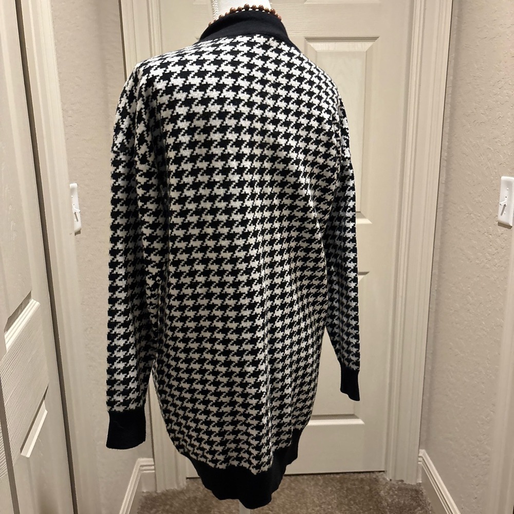Cyrus Houndstooth Knit Cardigan Sweater Black White Button down Size Small - Picture 5 of 8